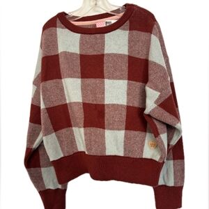 Plaid Knit Sweater in Red and White 3-4Y